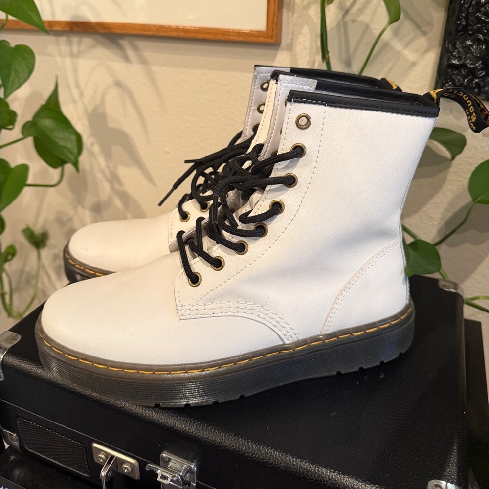 Dr. Martens White Leather Combat Boots